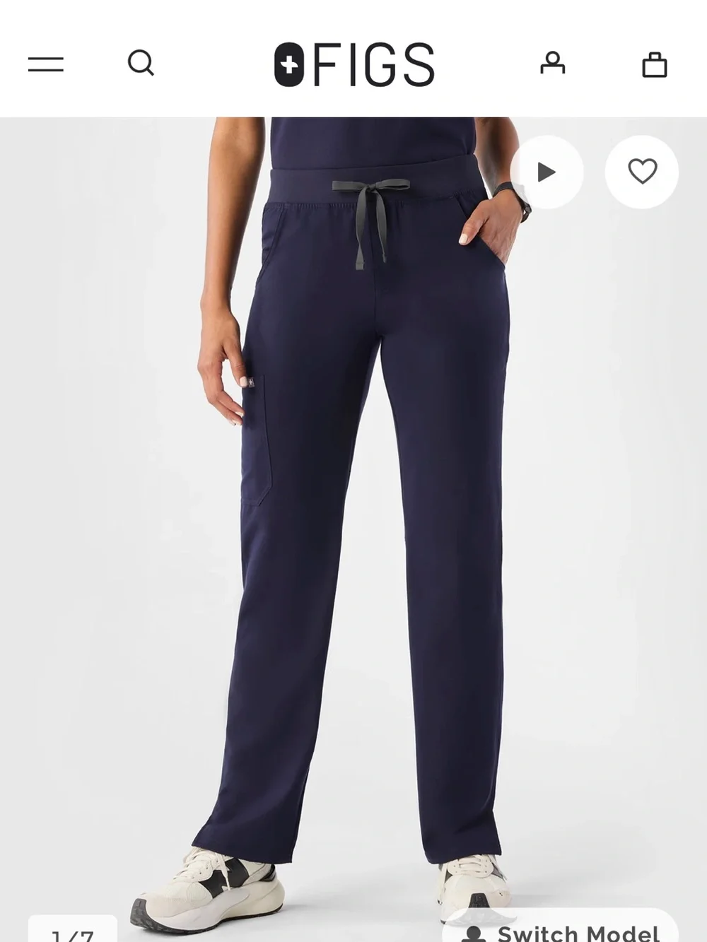 Figs Kade Women's Straight Leg Scrub Pants in Navy